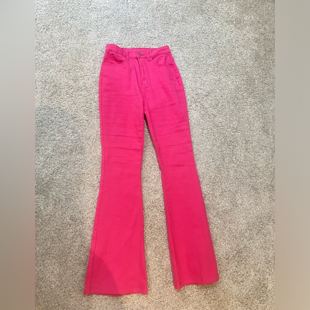 Pink Denim Flare Jeans